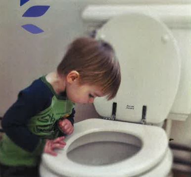 Curious Toddler looking in the Toilet