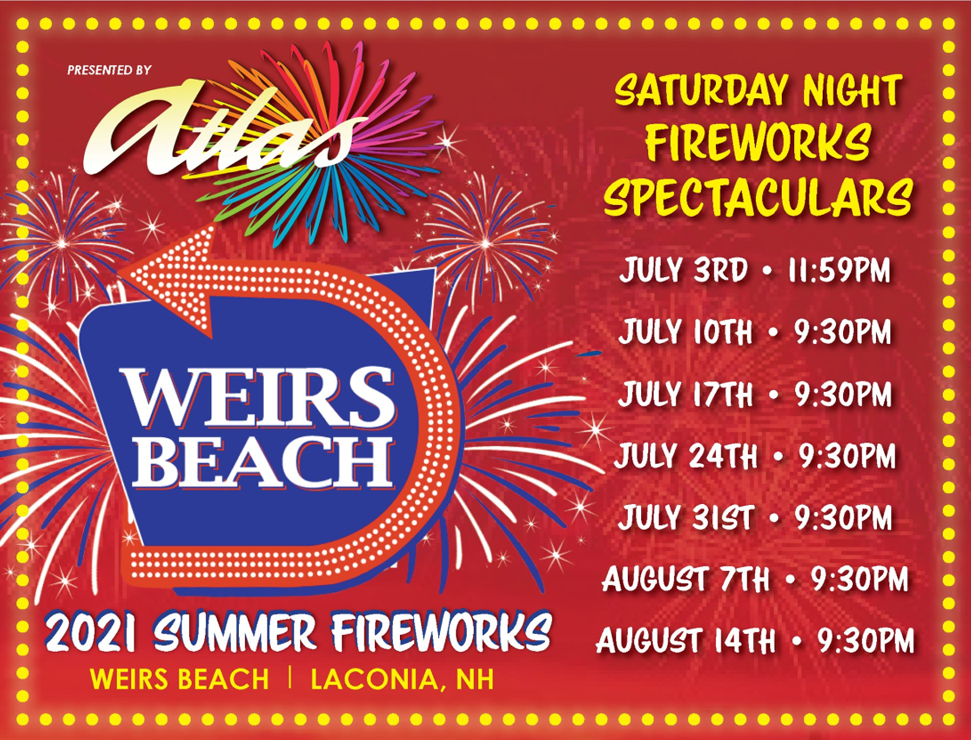 Weirs Beach Fireworks Schedule 2021