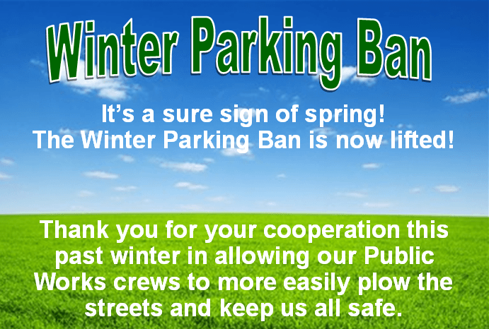Winter Parking Ban Lifted
