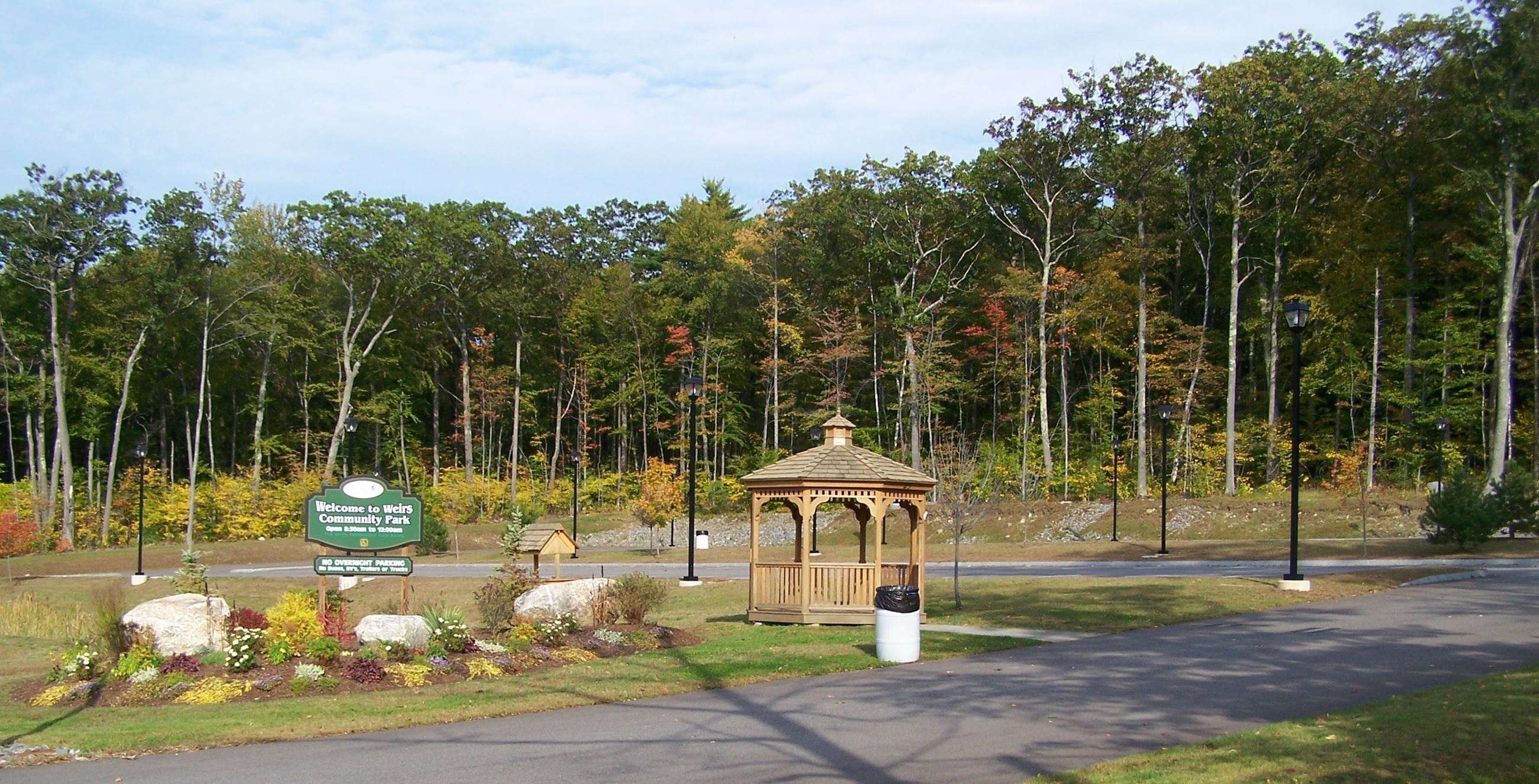 A photo of Weirs Community Park entrance before the playground