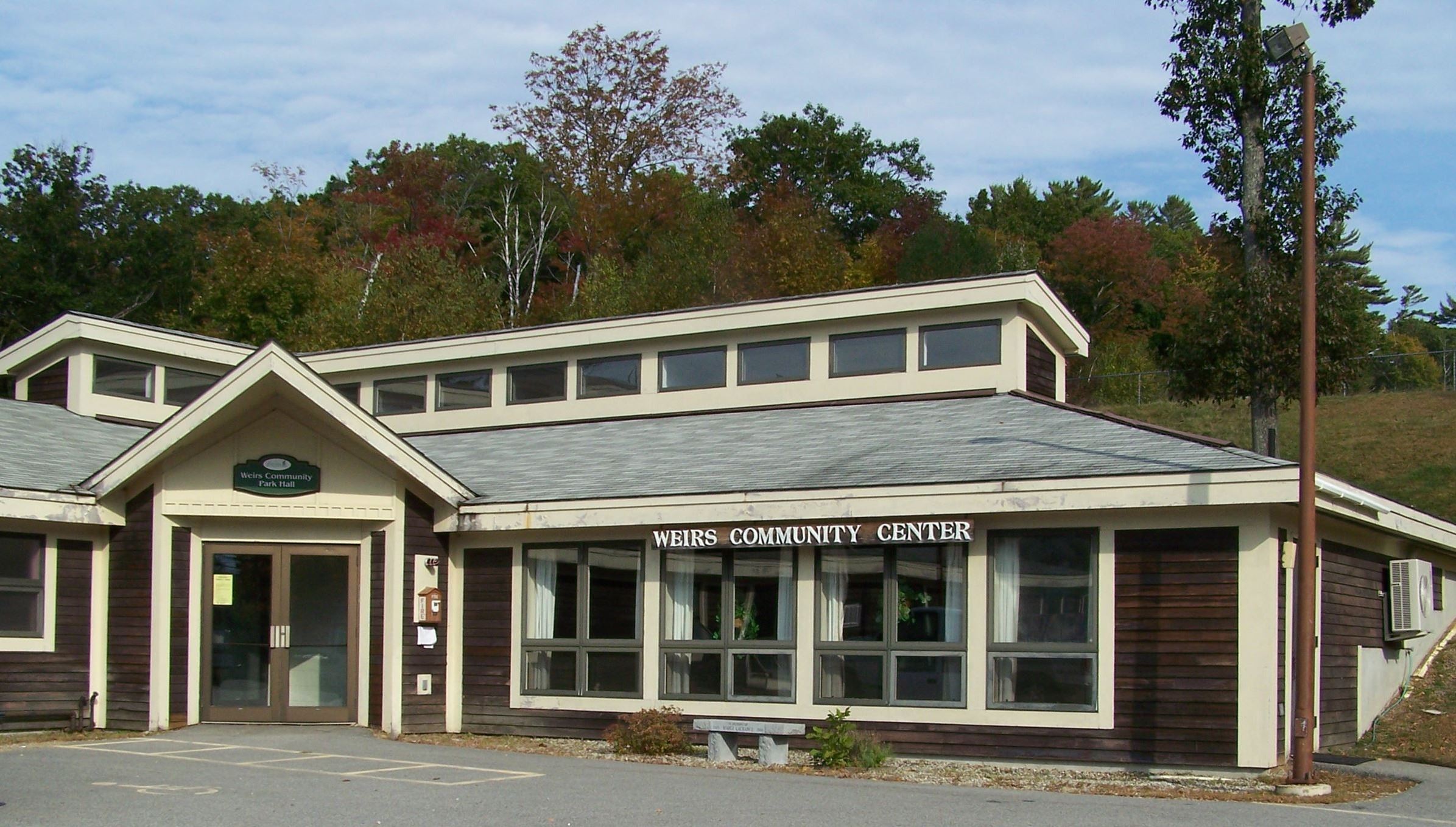 A photo of the front of Weirs Community Parkhouse