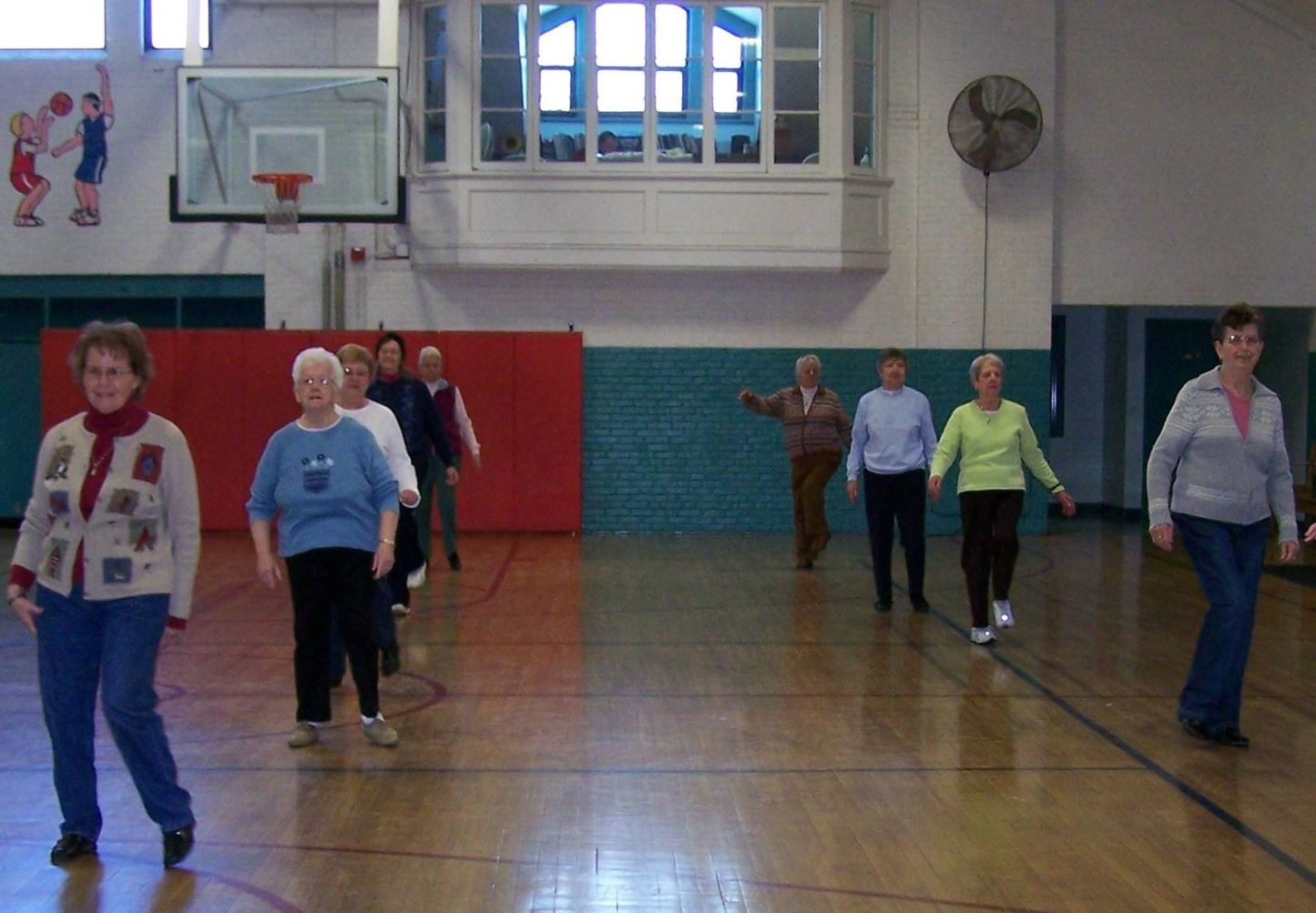 A photo of line dancing